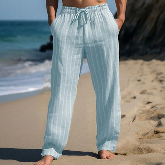 Antonio | Men's Striped Linen Trousers