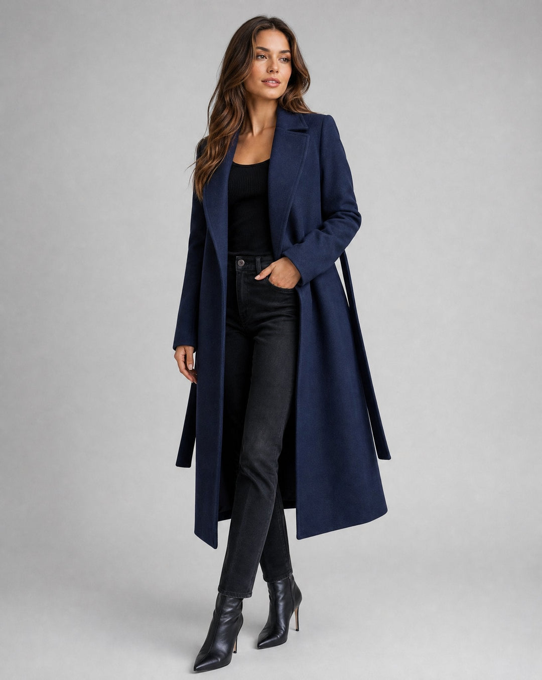 Josie | Belted Long Lapel Coat