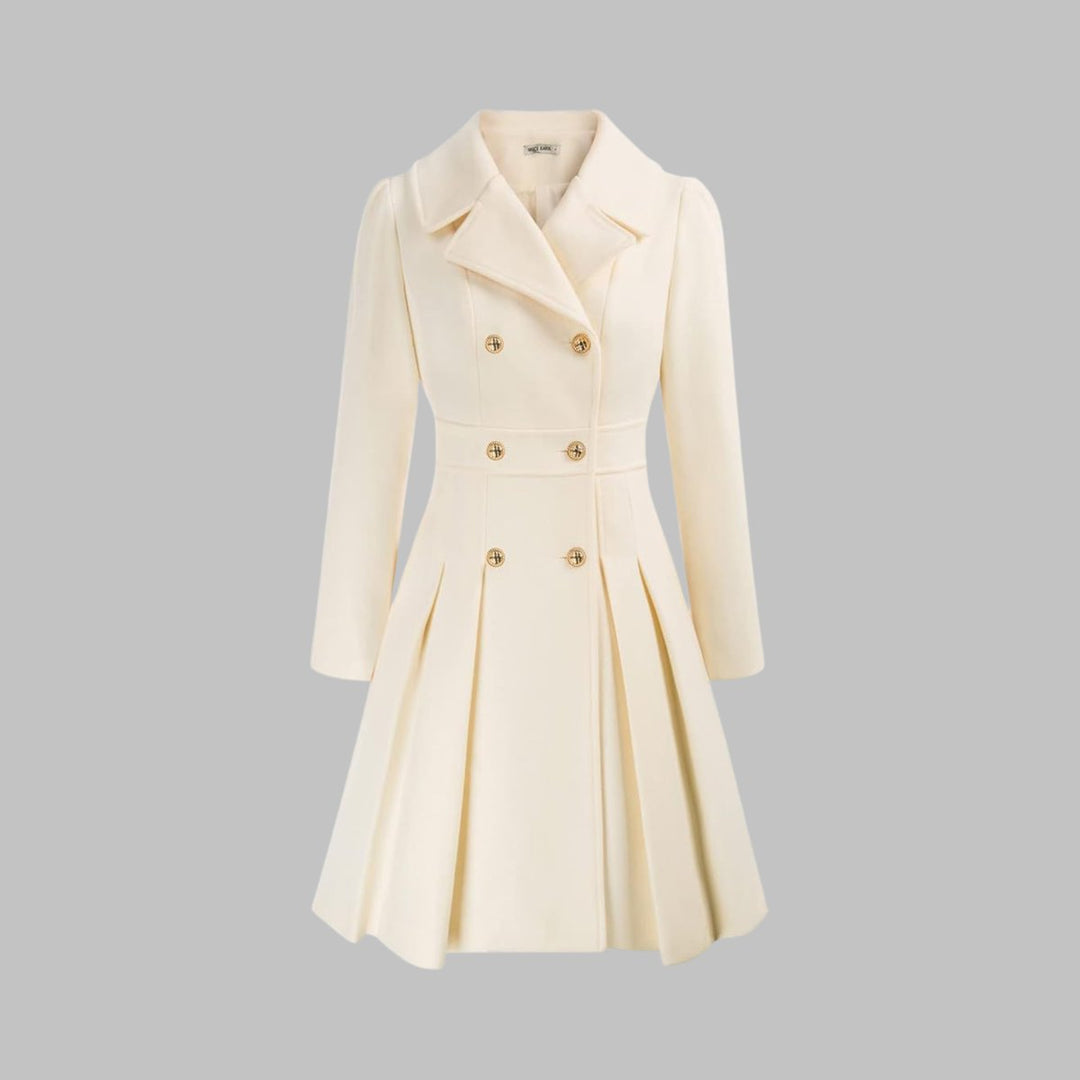 Theodora | Double-Breasted Pleated A-Line Coat
