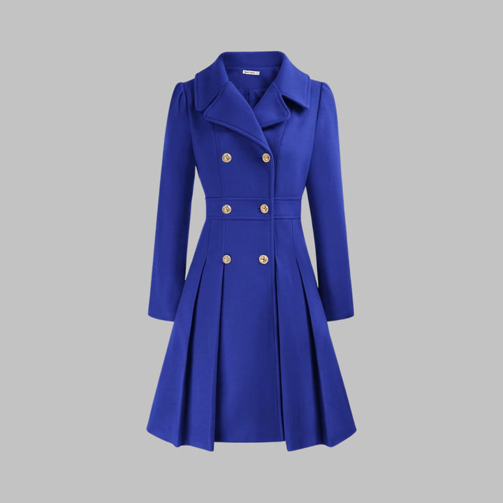 Theodora | Double-Breasted Pleated A-Line Coat