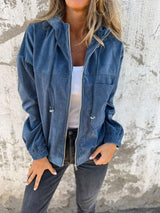 Aria | Ribbed Hooded Zip-Up Jacket