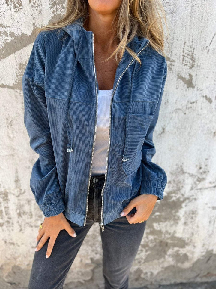 Aria | Ribbed Hooded Zip-Up Jacket