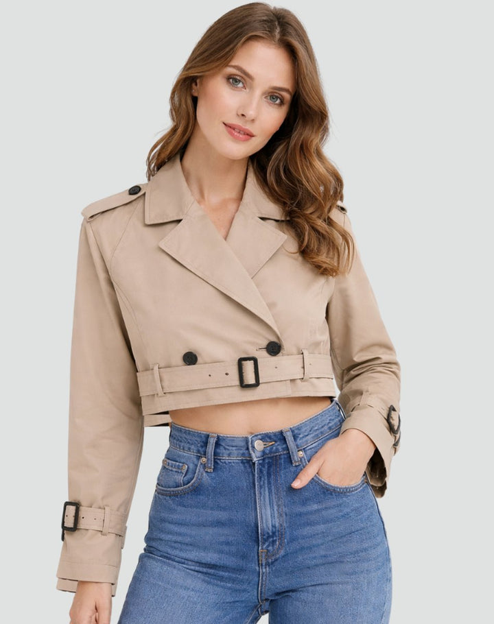 Bridget | Cropped Belted Trench Jacket
