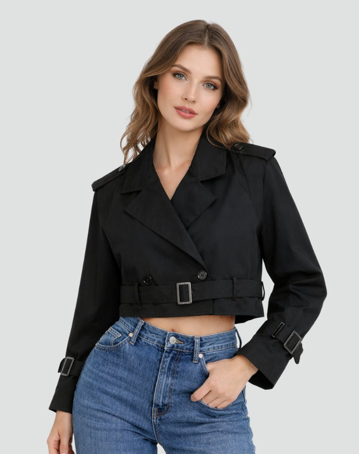 Bridget | Cropped Belted Trench Jacket
