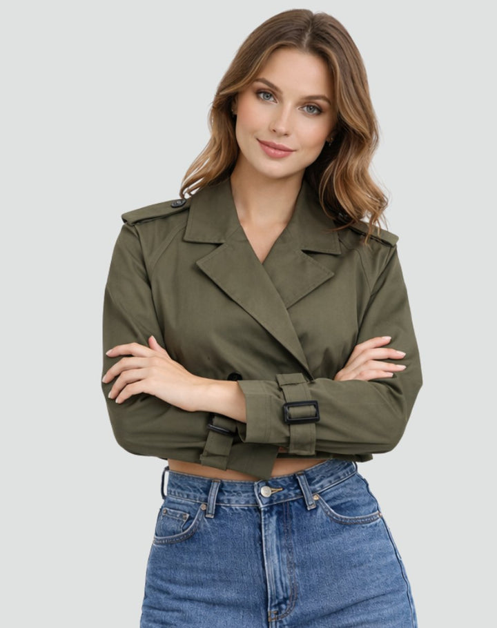 Juliana | Cropped Belted Trench Coat