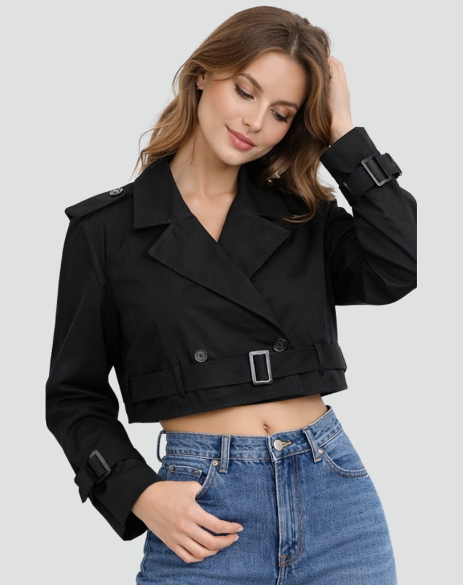 Bridget | Cropped Belted Trench Jacket
