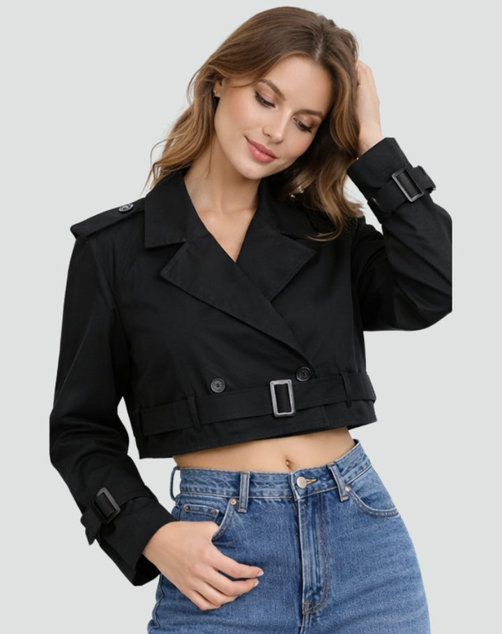 Bridget | Cropped Belted Trench Jacket