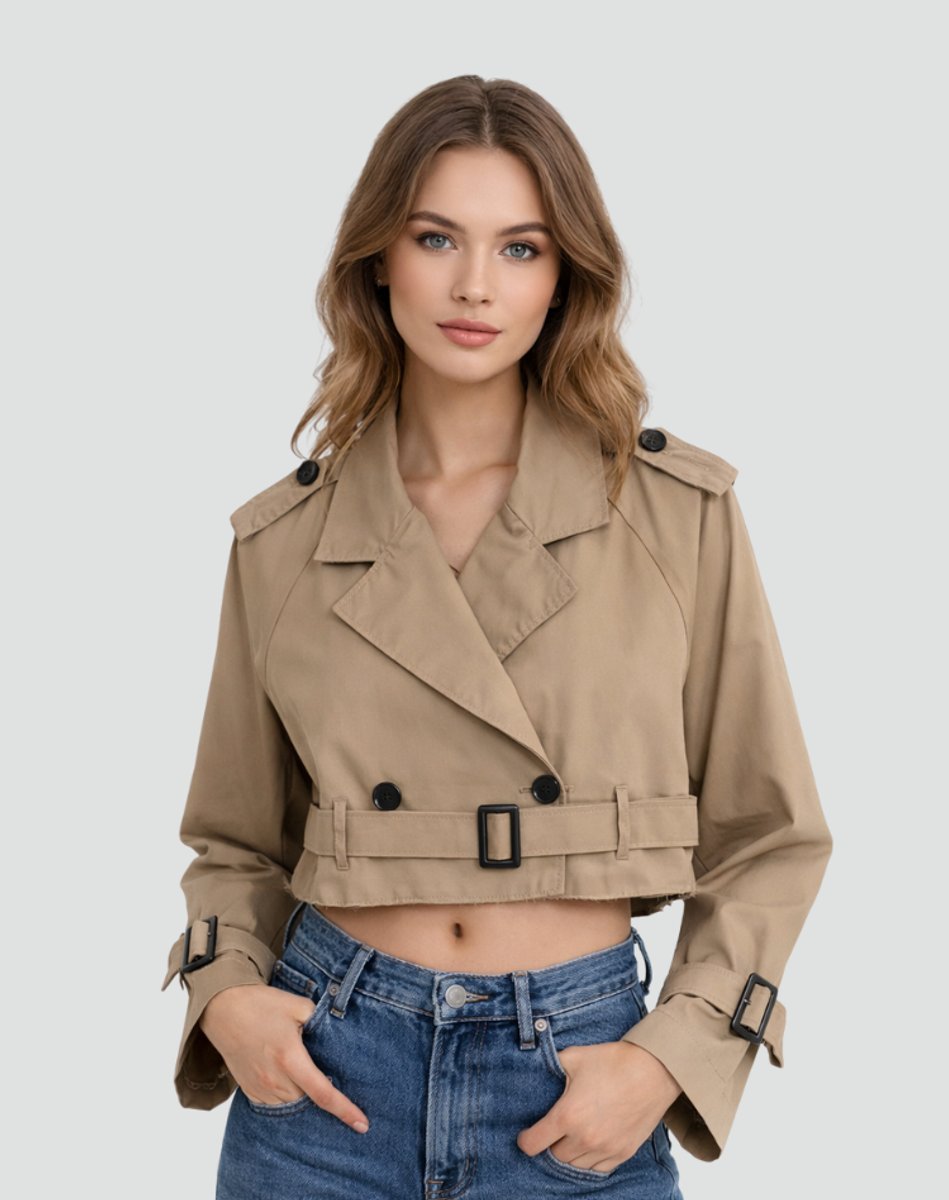 Bridget | Cropped Belted Trench Jacket