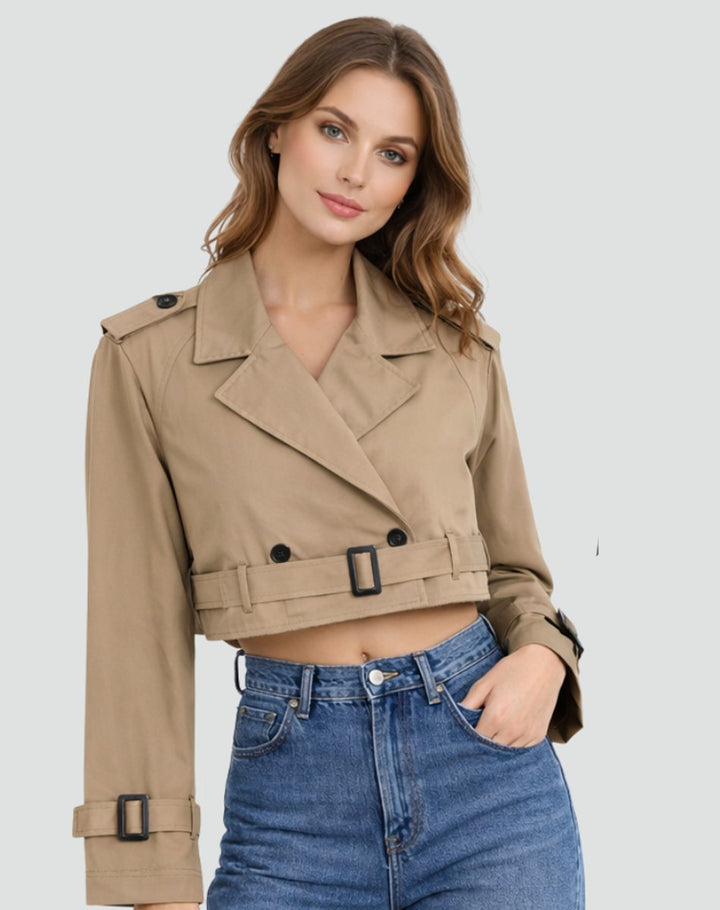 Bridget | Cropped Belted Trench Jacket