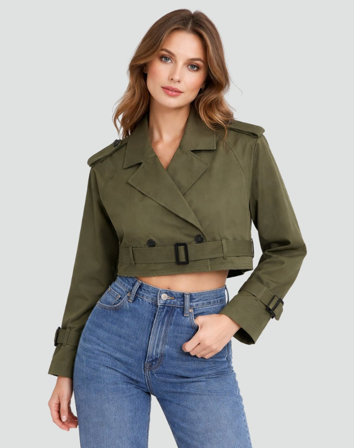 Juliana | Cropped Belted Trench Coat
