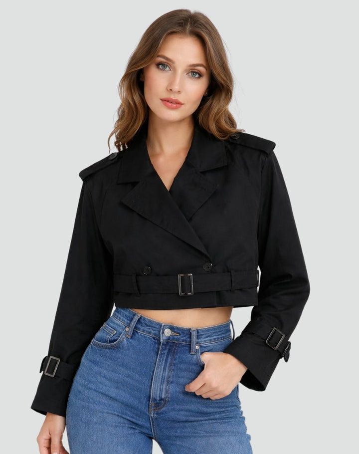 Bridget | Cropped Belted Trench Jacket