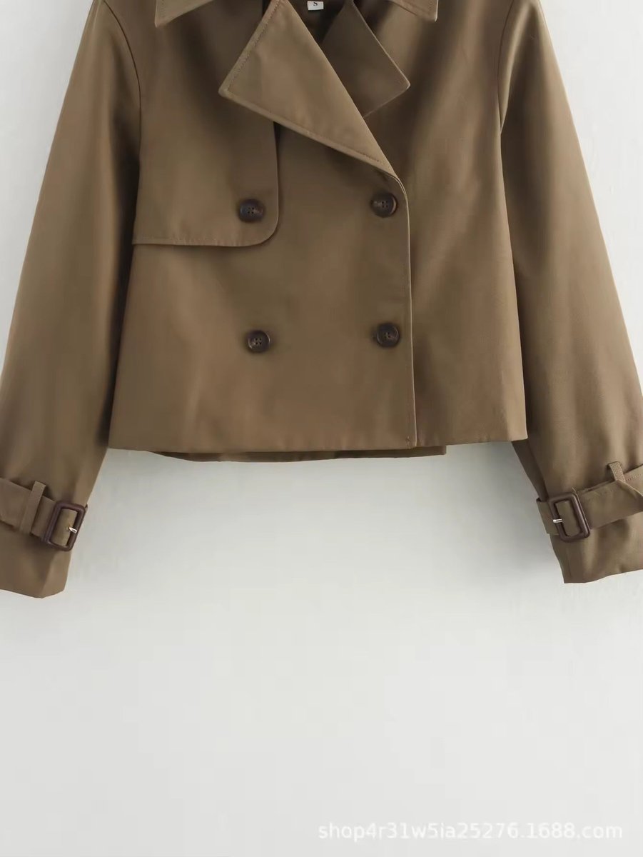 Eugenia | Cropped Double-Breasted Trench Coat