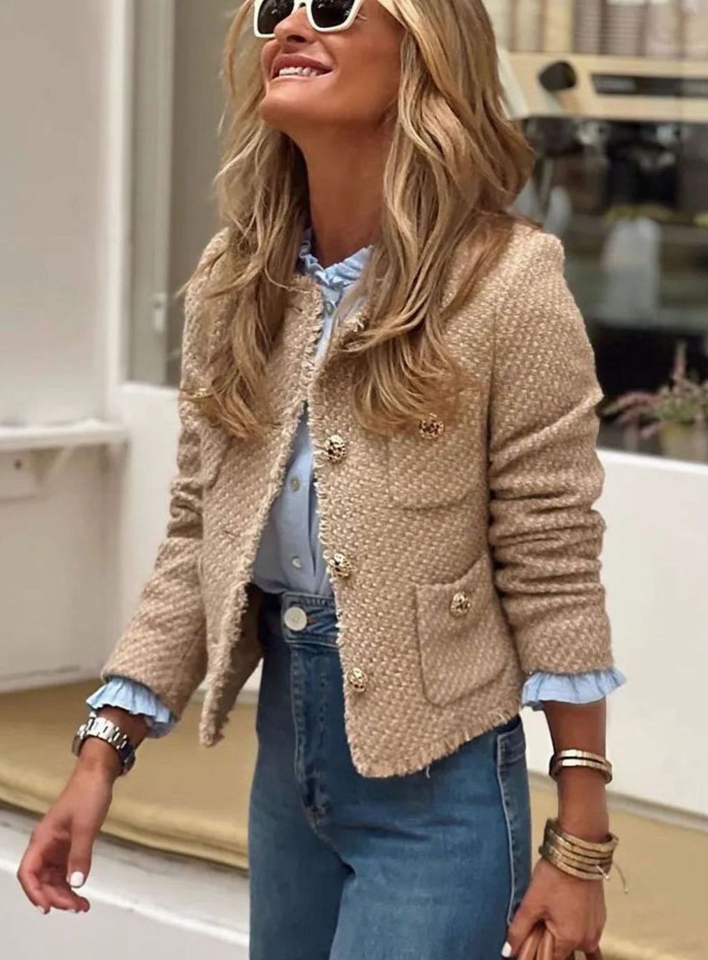 Colette | Cropped Button-Front Jacket