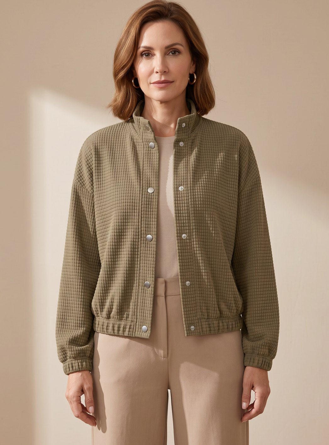 Cressida | Cropped Textured Stand-Collar Jacket