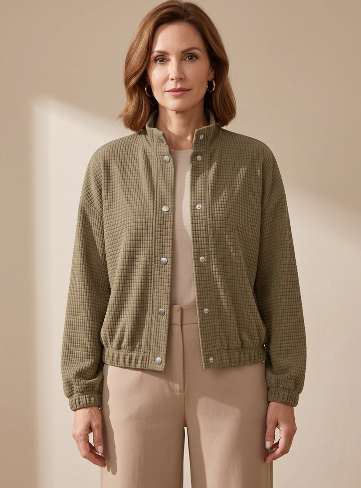 Cressida | Cropped Textured Stand-Collar Jacket
