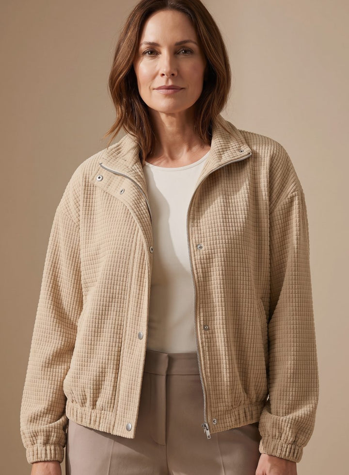 Cressida | Cropped Textured Stand-Collar Jacket