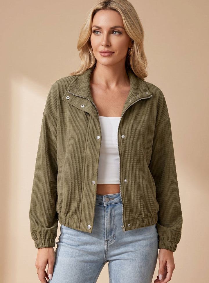 Cressida | Cropped Textured Stand-Collar Jacket