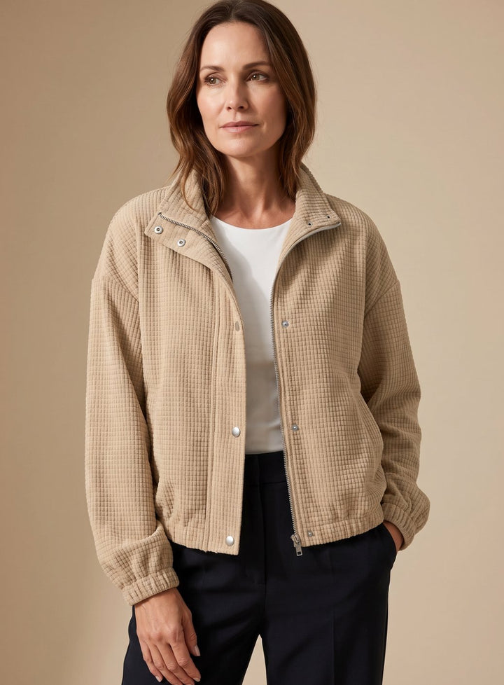 Cressida | Cropped Textured Stand-Collar Jacket