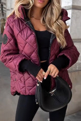 Sandra | Diamond-Quilted Hooded Zip Puffer Jacket