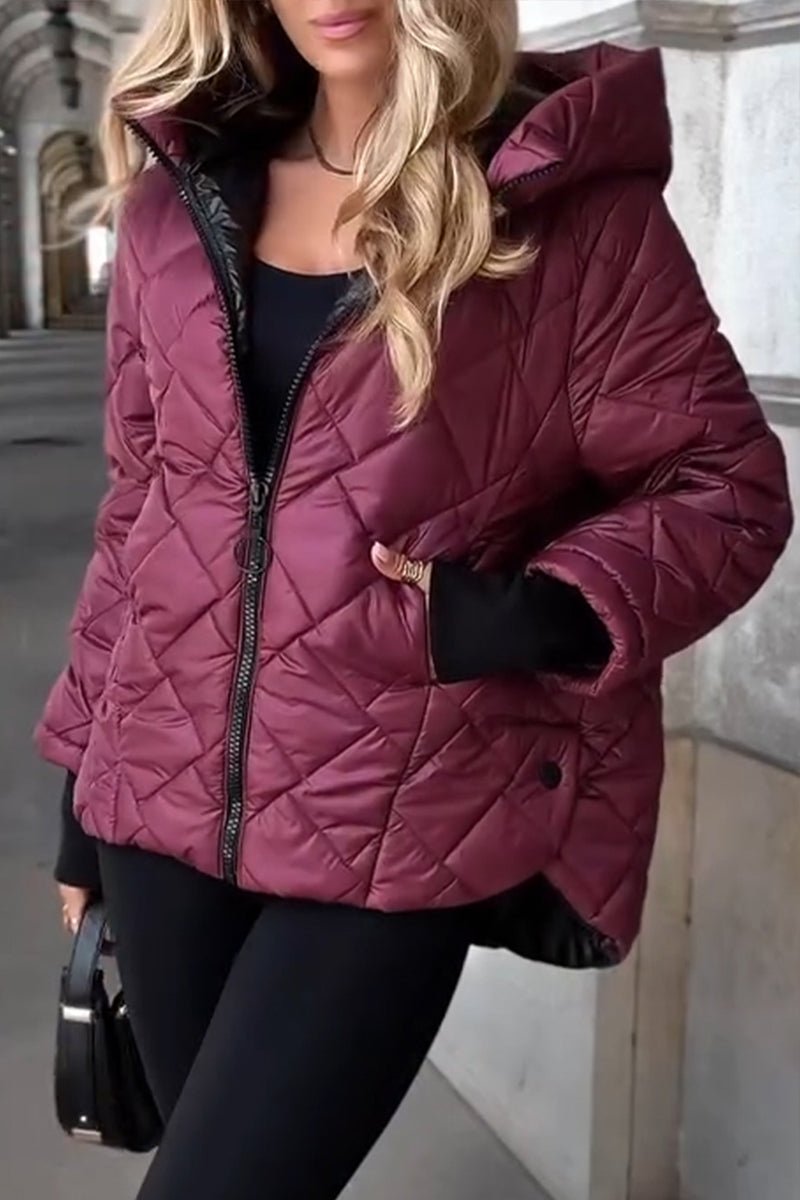 Marina | Diamond Quilted Hooded Zip-Up Jacket