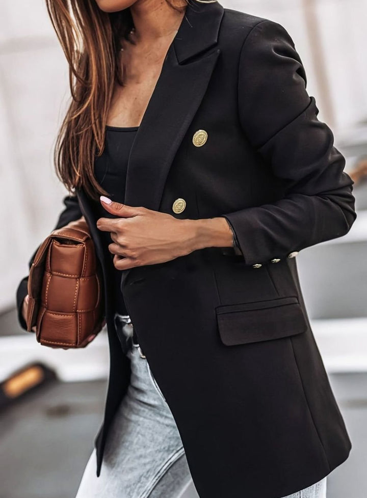 Cassandra | Double-Breasted Gold-Button Blazer
