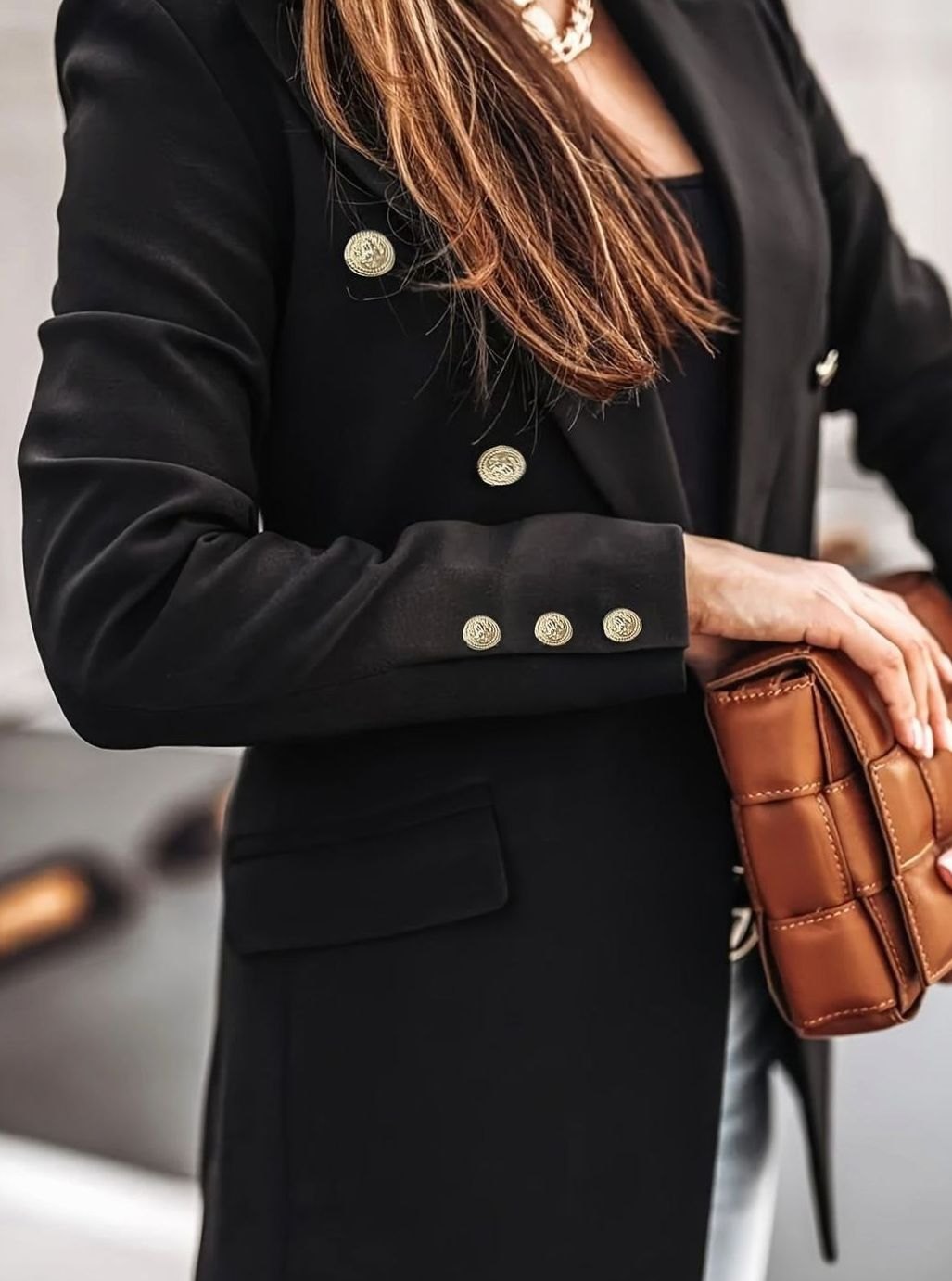 Cassandra | Double-Breasted Gold-Button Blazer
