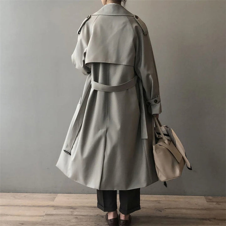 Aurelie | Double-Breasted Long Trench Coat