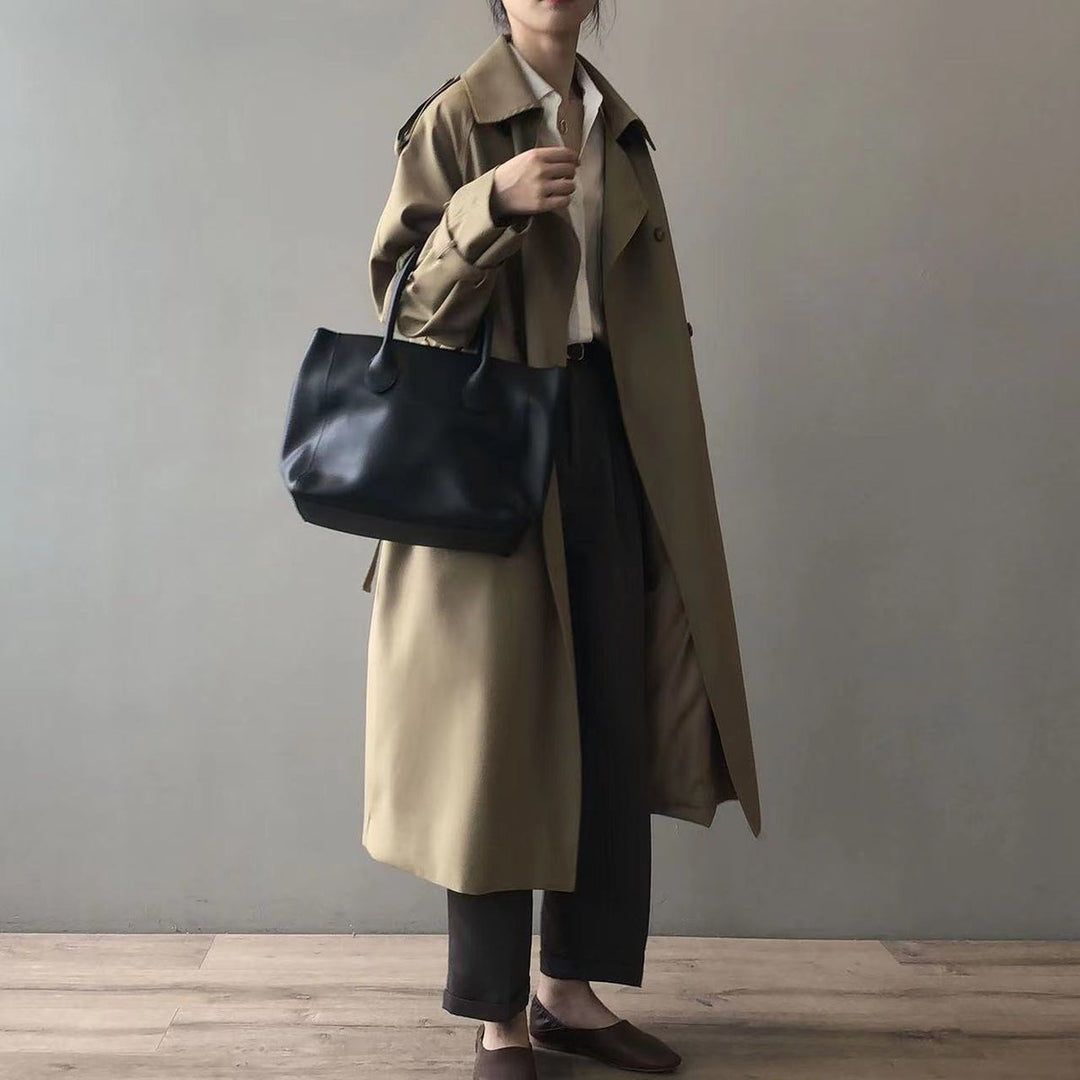 Aurelie | Double-Breasted Long Trench Coat
