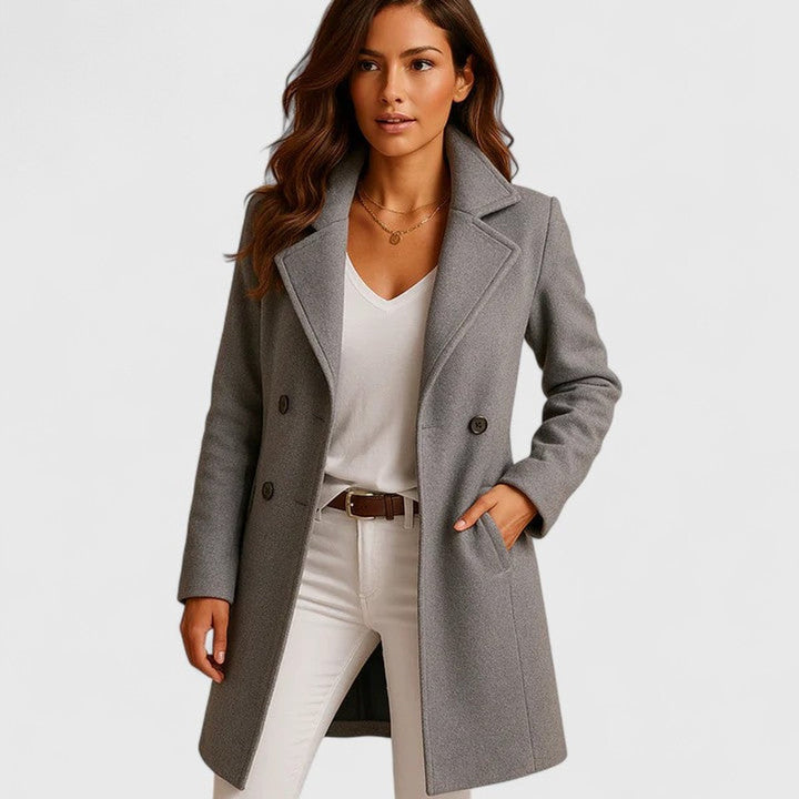 Celeste | Refined Notch-Lapel Long Coat