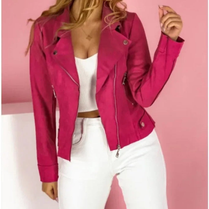 Grace | Convertible Collar Zip-Up Moto Jacket