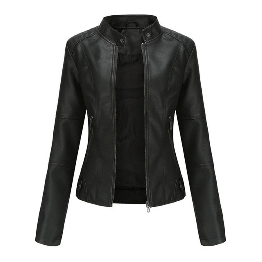 Camille | Stand-Collar Zip-Up Moto Jacket
