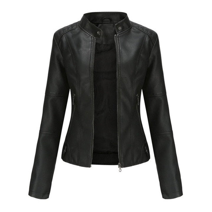 Camille | Stand-Collar Zip-Up Moto Jacket