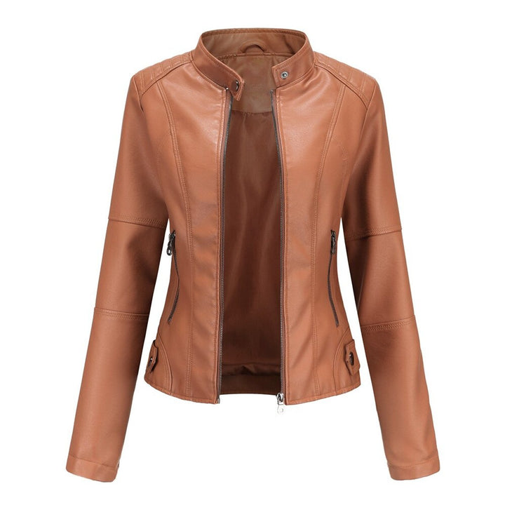 Camille | Stand-Collar Zip-Up Moto Jacket