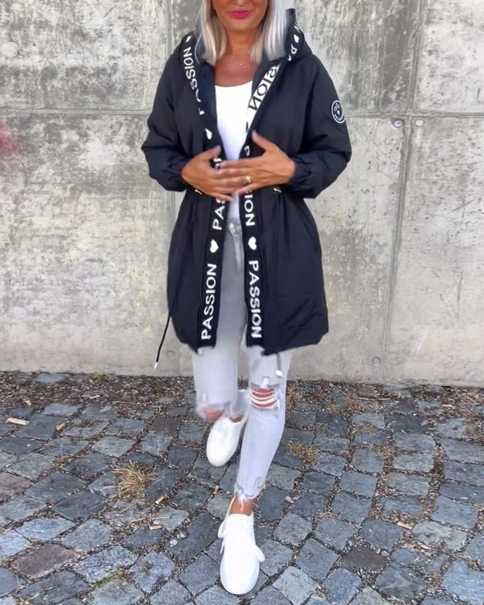 Camila | Hooded Drawstring Midi Parka