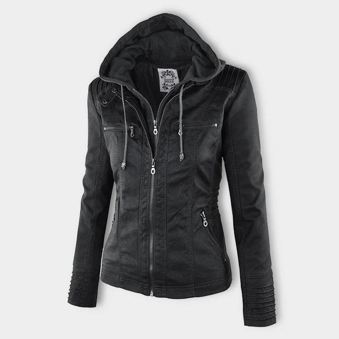 Lucinda | Hooded Moto Jacket with Removable Hood
