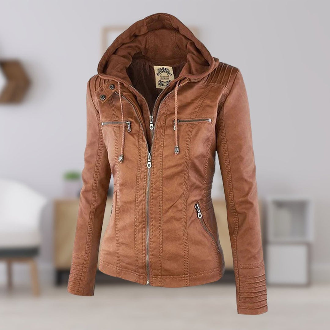 Marlena | Hooded Zip Moto Jacket
