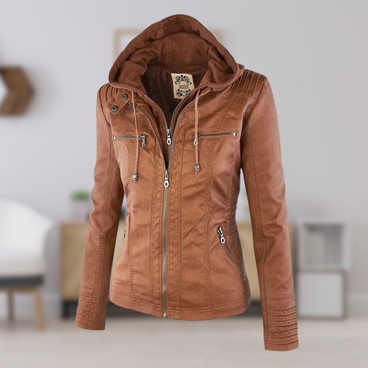 Marlena | Hooded Zip Moto Jacket