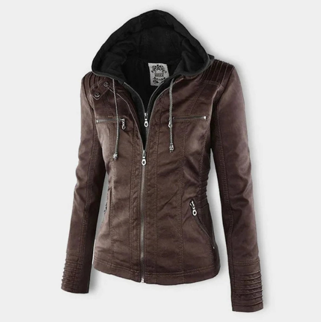 Delaney | Hooded Zip-Up Moto Jacket