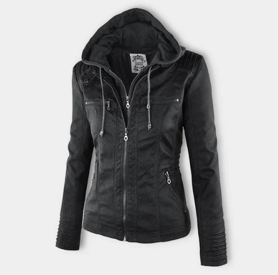 Delaney | Hooded Zip-Up Moto Jacket