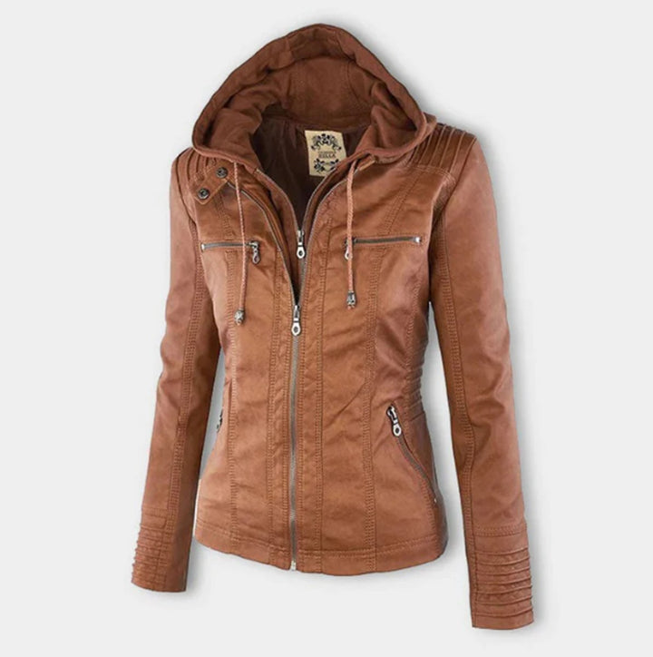 Deirdre | Hooded Zip-Up Moto Jacket