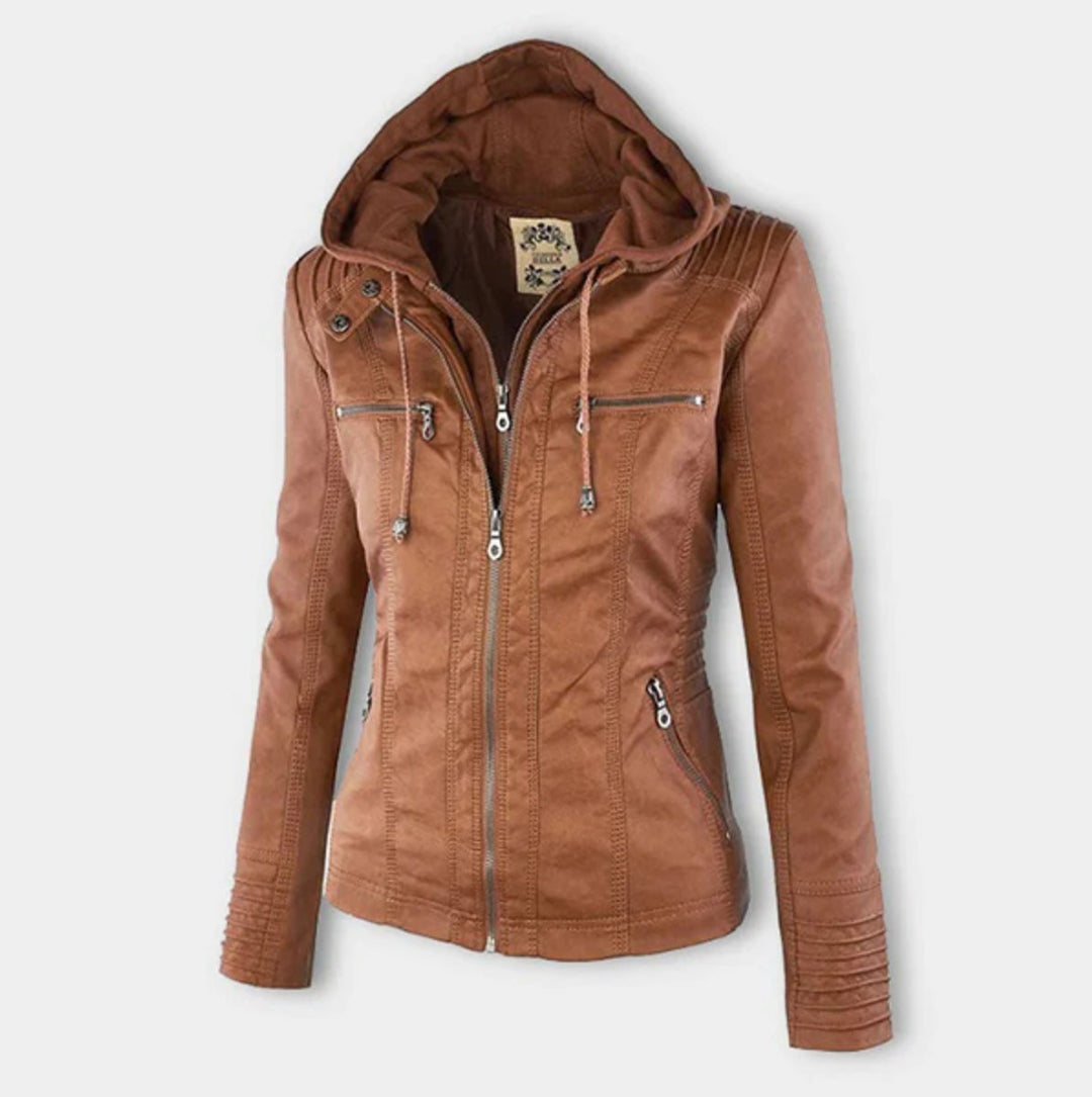 Delaney | Hooded Zip-Up Moto Jacket