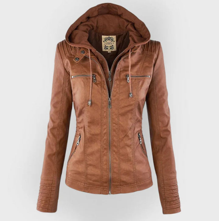 Deirdre | Hooded Zip-Up Moto Jacket