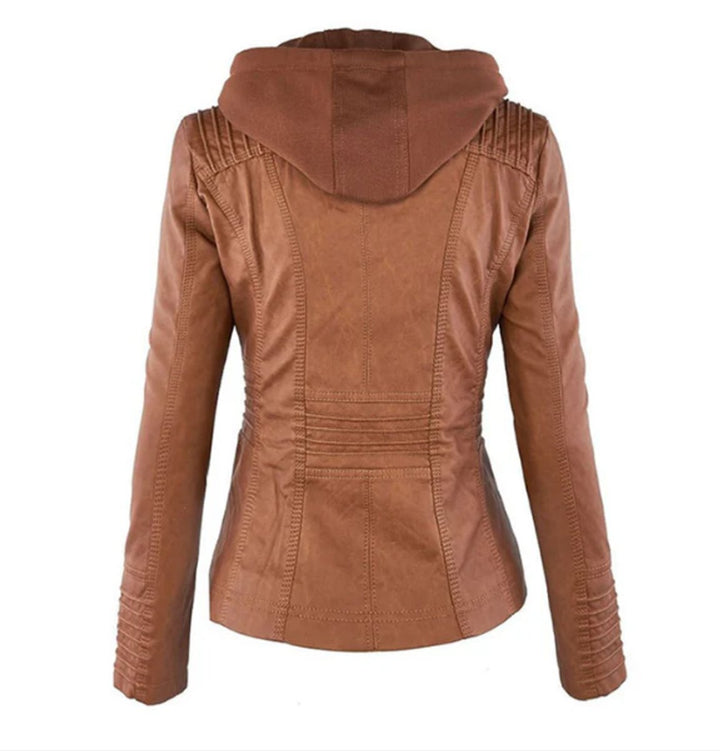 Deirdre | Hooded Zip-Up Moto Jacket