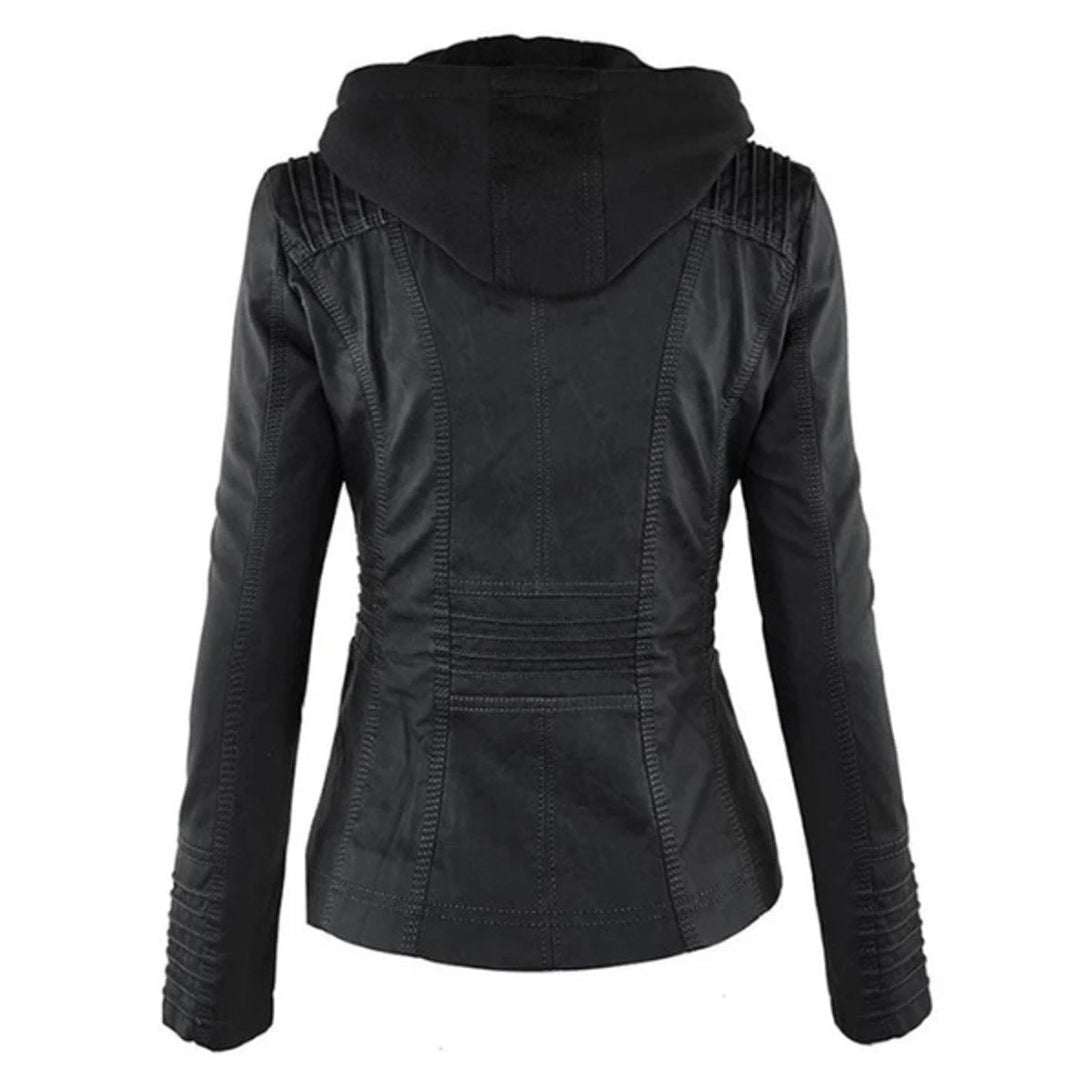 Deirdre | Hooded Zip-Up Moto Jacket