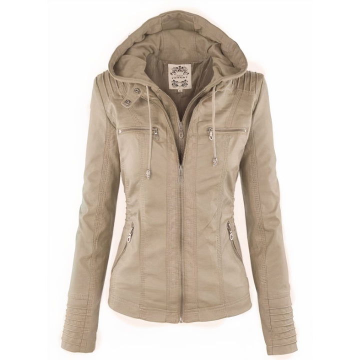 Sophia | Hooded Moto Jacket with Removable Hood