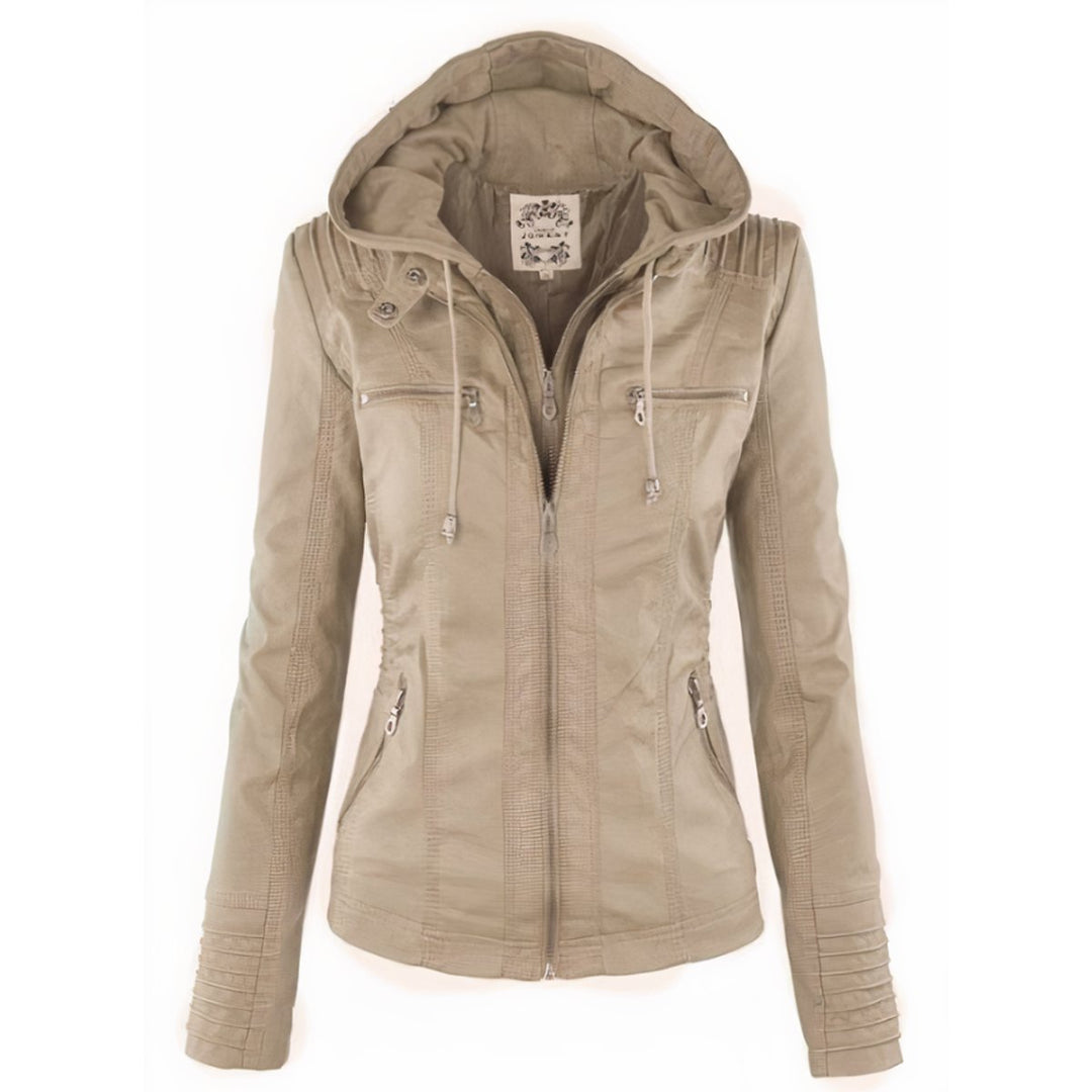 Sophia | Hooded Moto Jacket with Removable Hood