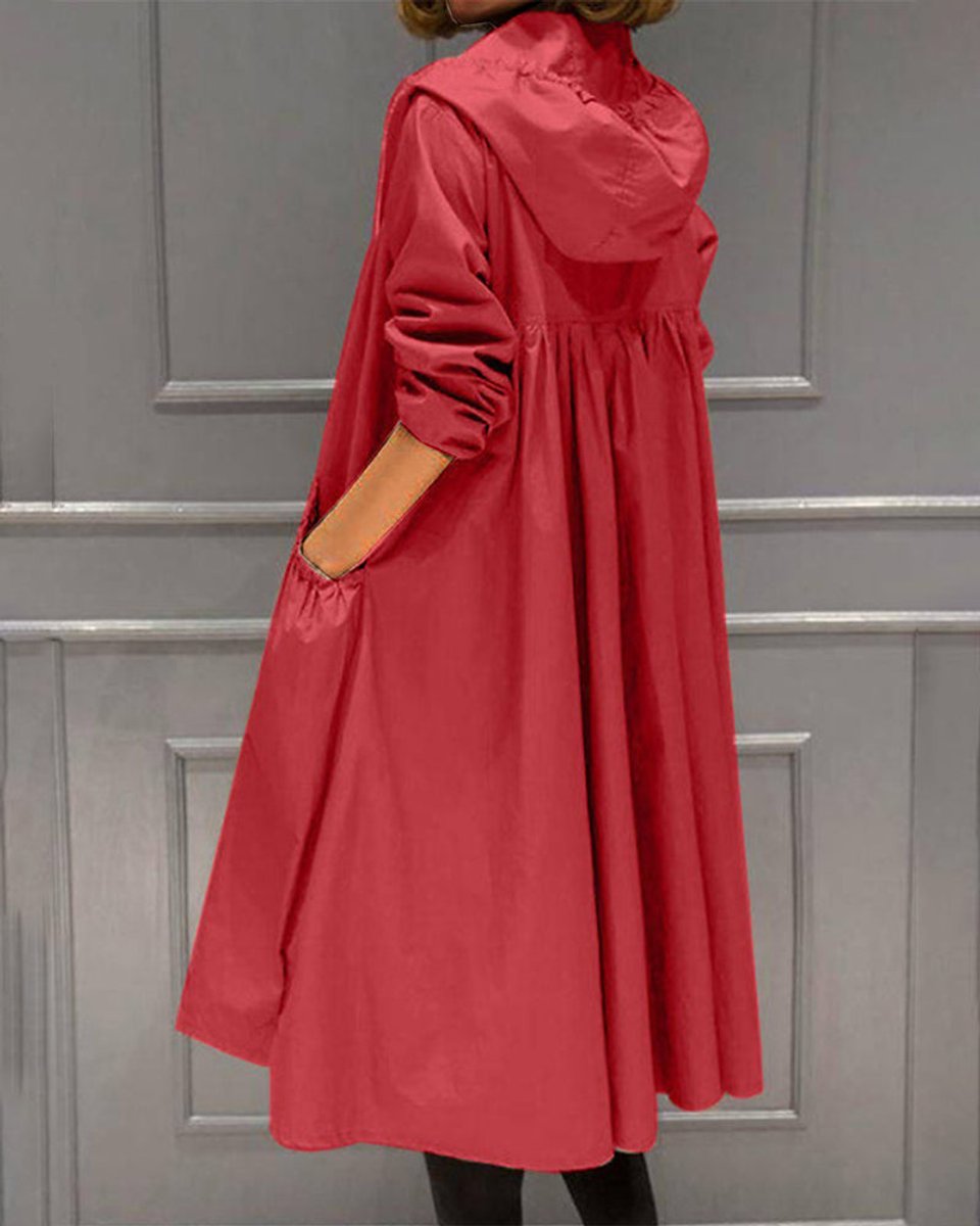 Kathleen | Hooded Zip-Up Long Trench Coat