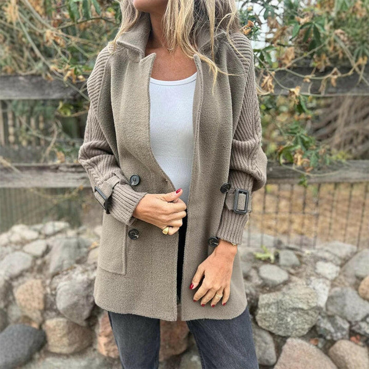 Agnes | Double-Breasted Knit-Sleeve Coat