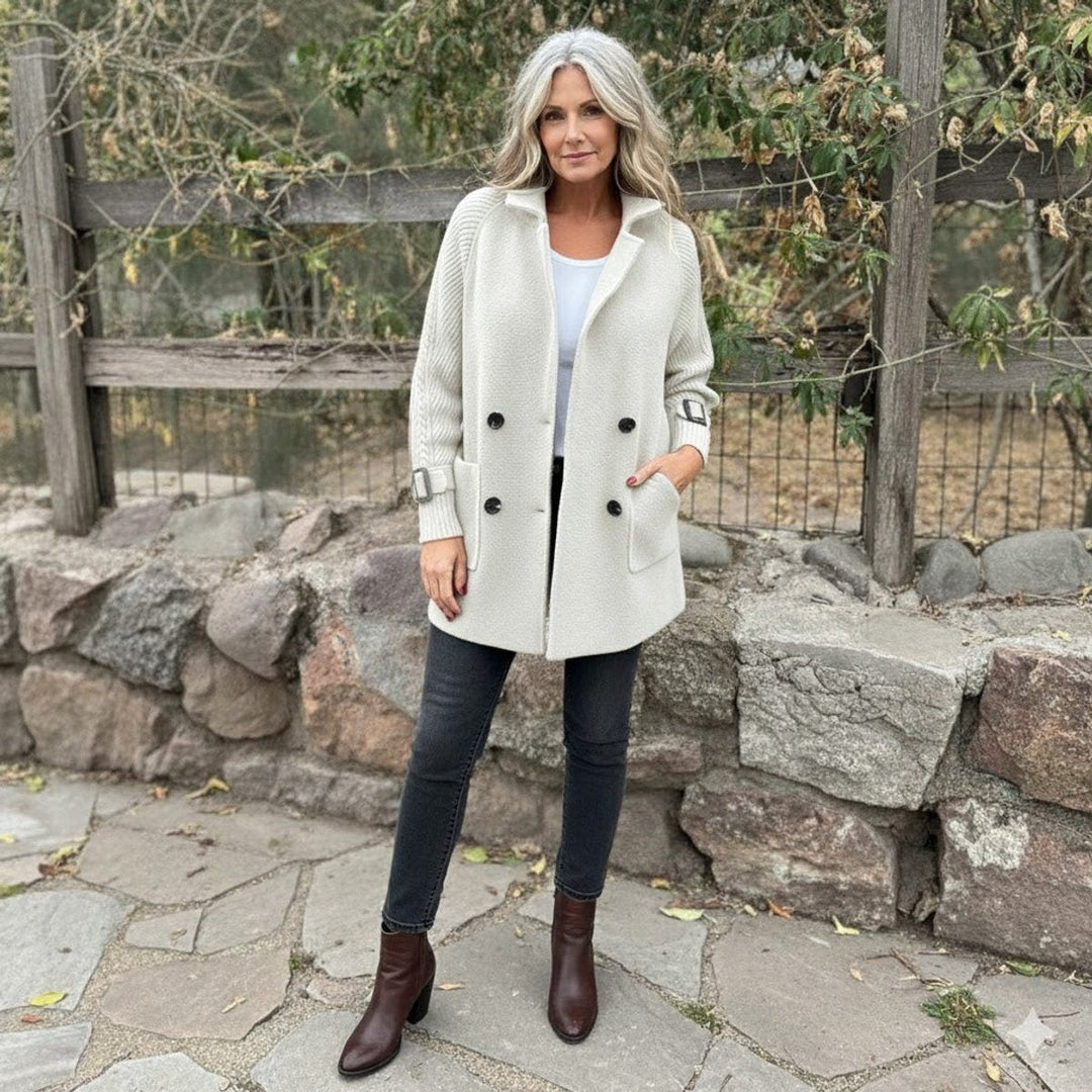 Agnes | Double-Breasted Knit-Sleeve Coat
