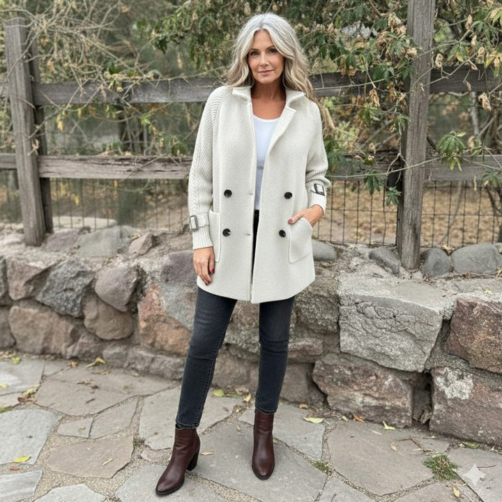 Agnes | Double-Breasted Knit-Sleeve Coat